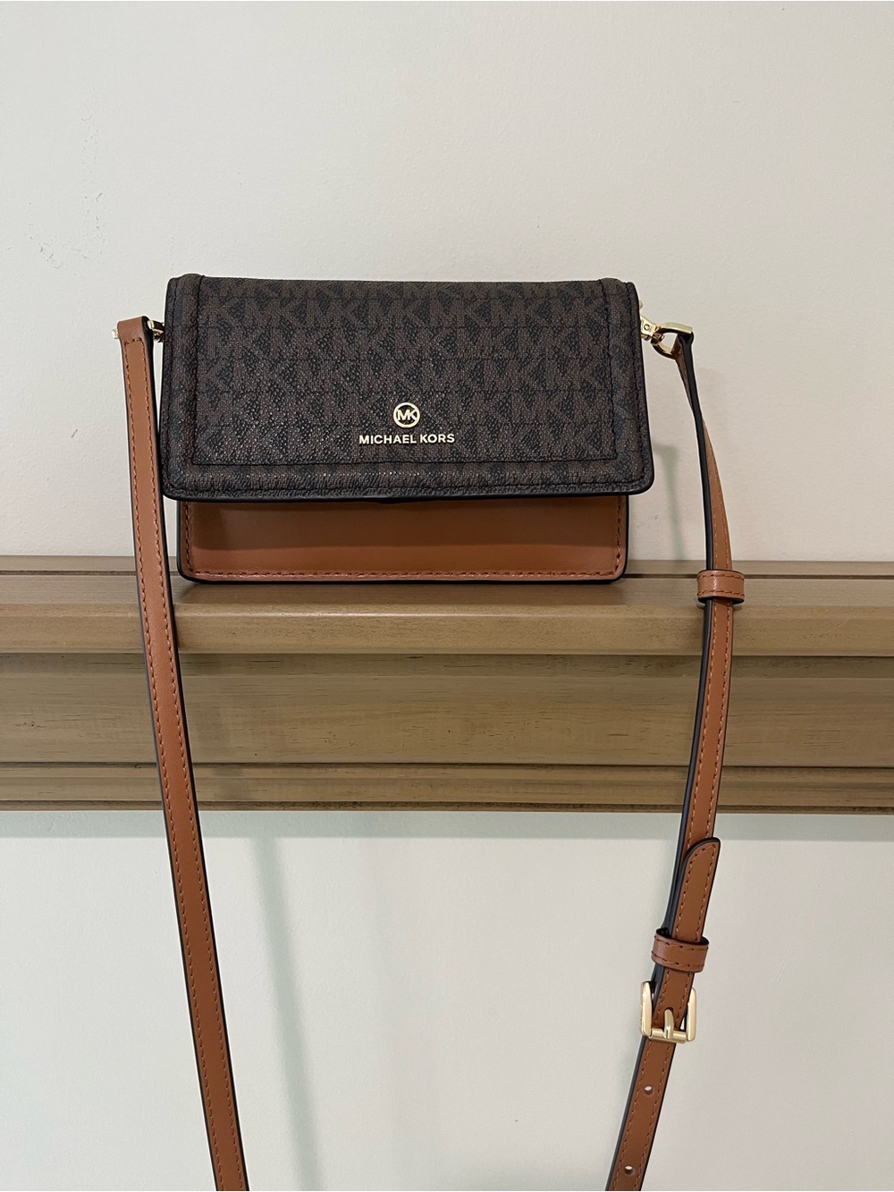 Michael Kors Brown and Tan Signature Crossbody Bag